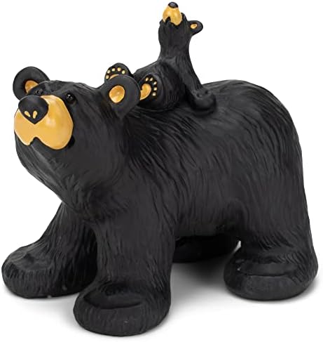 Demdaco Riding Bearback Black Bear 5 x 6,5 escultura de estatueta de resina fundido à mão