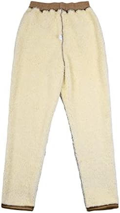 Calça térmica de veludo da veludo ZDDO para feminino Sherpa lã de lã forrada de corte de corrida linear calças quentes