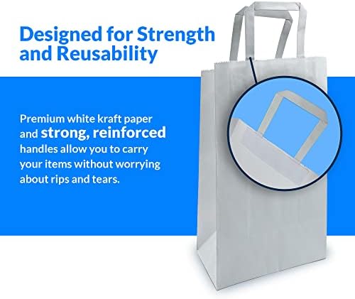 Reli. 110 pacote | 5,25 x3.25 x8 | pequenos sacos de presente branco com punhetas | sacolas de presente de papel kraft/sacolas