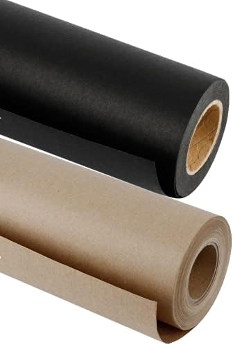Ruspepa preto e marrom Kraft Paper Roll - preto: 18 polegadas x 100 pés, marrom: 48 polegadas x 100 pés - papel reciclável para