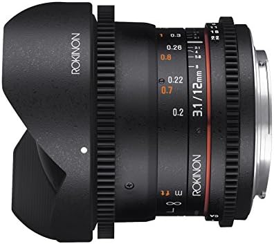 Rokinon Cine DS 12mm T3.1 Ultra Wide Cine Fisheye Lens para Nikon DSLR Câmeras - Compatível com quadro completo