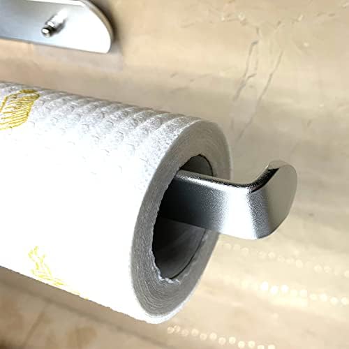Suporte de toalhas de papel sob armário, suporte de parede de suporte de papel, perfuração ou auto-adesivo, alumínio do espaço