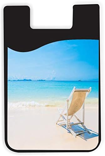 Cadeira de praia branca Sunny Seas Design - Silicone 3M Adhesive Credit Cartão Bolsa de carteira para iPhone/Galaxy Android Casos