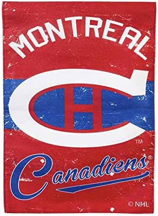 Equipe Esportes America Montreal Canadiens NHL Bandeira do jardim de linho vintage - 12,5 W x 18