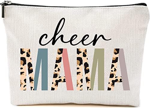 Htdesigns Cheer Mama Cosmetics Bag - Leopard Cheer Mama Makeup Bag - Presentes para Cheer Mama - Cheer Mama Birthday