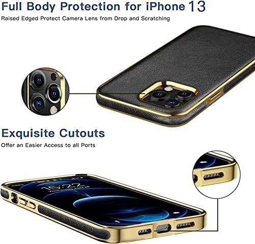 DJDLFA CASECASE para iPhone 13 mini/13/13 Pro/13 Pro Max, tampa de telefone de choque de couro premium slim, revestimento leve