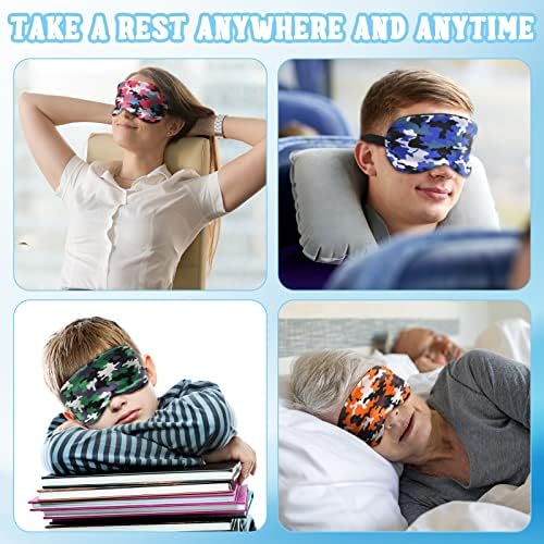 4 peças Camo meninos máscara de dormir máscara de olho de dormir suave para crianças confortáveis ​​máscaras de dormir de seda artificial com tiras elásticas para dormir Bloqueando luz para homens, 4 cores