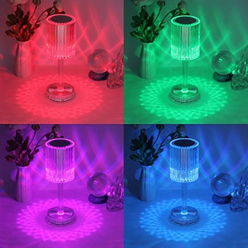 Lâmpada Aiewev Crystal Touch Lâmpada 16 Cores Diamond Night Light Led Alward Table Lamp com controle remoto Decoração