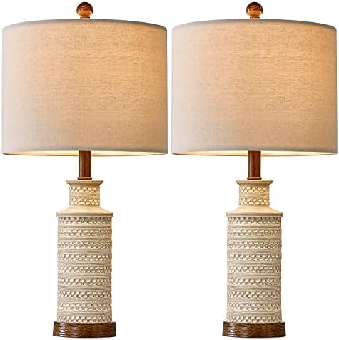 Bobomomo 24 '' Farthouse Table Lamp de 2 para o quarto da sala de estar vintage rústica tradicional tabela de cabeceira