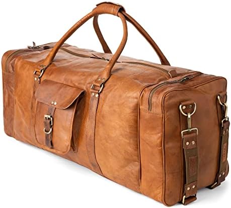 Berliner bolsa Bag de couro vintage Nova York para viajar ou academia, bolsa noturna para homens e mulheres