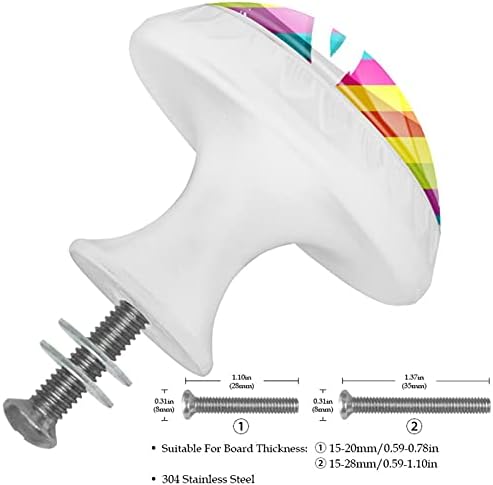 Lagery Cleax Knobs Rainbow Stripes Nota Maçanetas de gaveta de chave Cabinete de vidro de cristal Mutrepos 4pcs Impressão