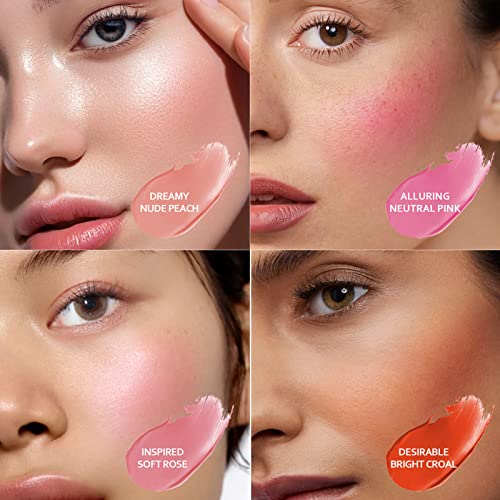 Cilrofelr Creme macio blush, maquiagem cremosa de blush para bochecha, acabamento úmido, pigmento construtável, leve, duradouro, para