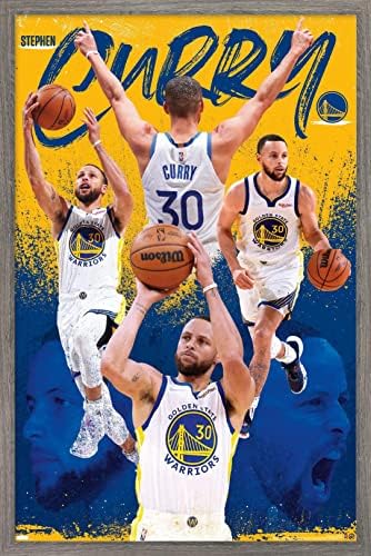 Trends International NBA Golden State Warriors - Stephen Curry 22 Poster de parede, 22.375 x 34, versão emoldurada