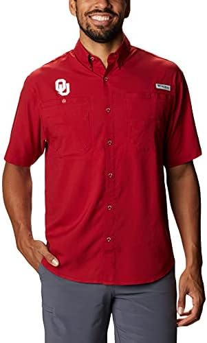 Columbia NCAA Oklahoma Sooners Men's Tamiami Short Manga Shirt, Small, OK - Velvet vermelho