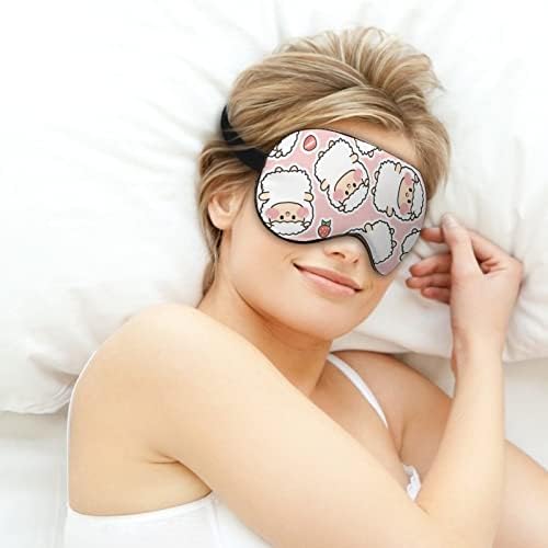 Lynarei Cute Ovelha de morango máscara de sono rosa Agradecida de fazenda de fazenda para dormir Tampa de máscara de olho elástica para Blackout para viajar para dormir e tirar uma soneca