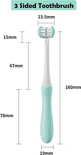 Leyuyo escova de dentes de 3 lados, bebês de dentes de ângulo de ângulo triplo Treinamento de dentes para crianças escovas de dentes de dentes para crianças de cuidados orais, escova de dentes de bebê 12 meses e dentes completos e de dentes de chiclete, risc C3