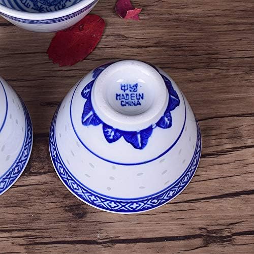 Woonson Chinese Handmade Kungfu Cup de 70 ml, o osso porcelana azul e branco de chá de chá de 3, canecas de chá de