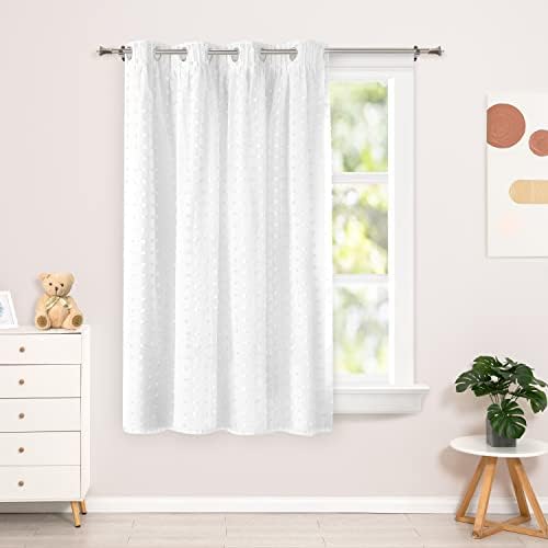 Drifraway Lily White Pinch plissado Voile Sheer Blackout Curtain Liner Bordado com Pom Pom Pom One Painel Curma