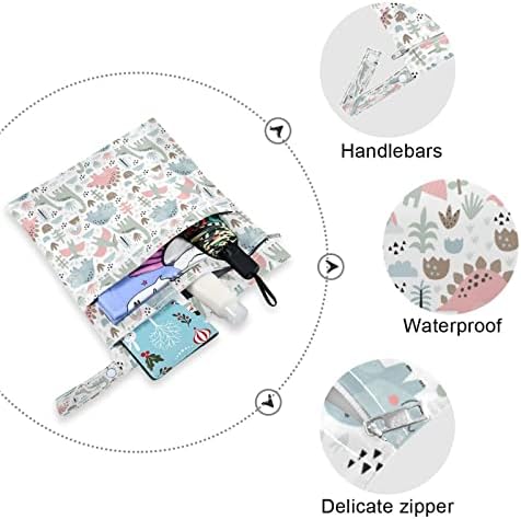 Kigai Dinosaur Sacos de dinossauros úmidos para fraldas de pano de bebê Sacos molhados reutilizáveis ​​com 2 bolsos