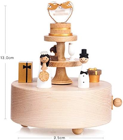 Caixa de música xjjzs gira a caixa de música de casamento de madeira para o dia dos namorados, aniversário, dia