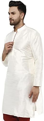 Skavij Men's Tunic Top Art Silk Long Kurta Indian Wedding Casual Festive DuSt.