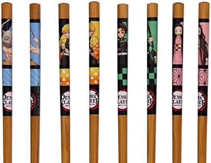 Conjunto de assassinos de demônios de 4 pauzinhos de bambu de anime colecionáveis ​​8,85 polegadas de comprimento