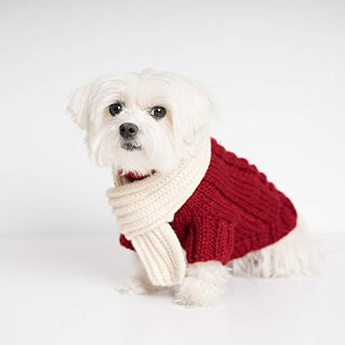 Pups United Sweater de cães de inverno quente de malha macia com cachecol para cães de cachorrinho médios pequenos