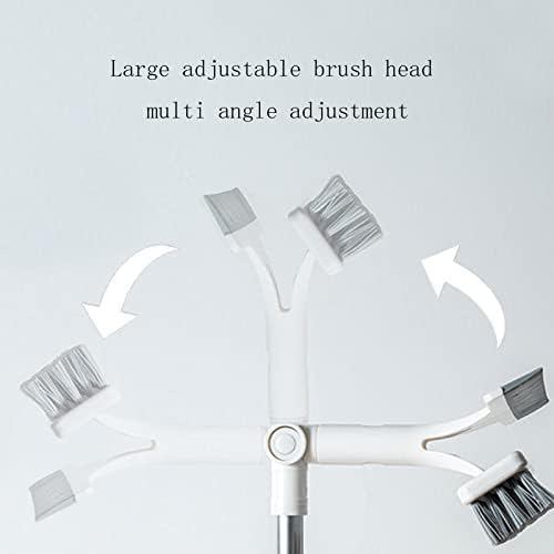 Xunion Multifuncional Brush de piso retrátil com duas cabeças de escova, destacável e rotativa de cabeça de fins dupla,