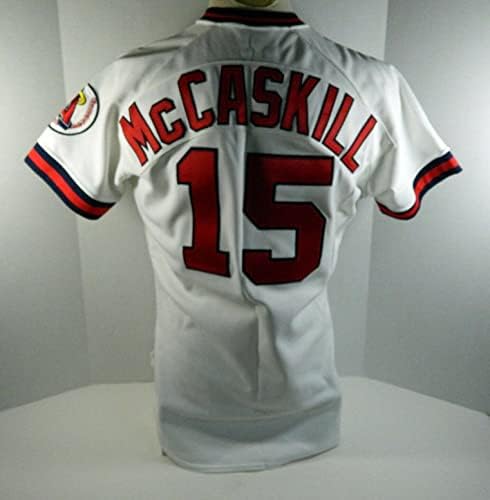 1989 California Angels Kirk McCaskill 15 Jogo usou White Jersey Asg P Rem 45 - Jogo usada MLB Jerseys