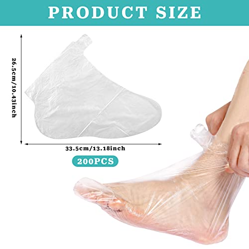 Parafina, revestimentos de banho para os pés, 200 pcs capas de pé de plástico, hidratante meias hidratantes descartáveis