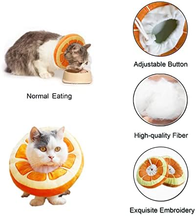 Colar de cone gato macio, fibra e tecido super macio, cinto de tração ajustável, cones de gato para parar de lamber para gato/gatinho/cachorro