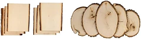 Walnut Value Hollow Pacote Médio Basswood Country Planks, 6-Pack e Basswood Médio Rústico Rústico Rodada Fatias de Madeira com casca