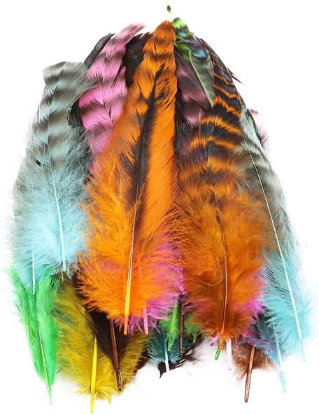 Zamihalaa - 50pcs/saco de galo natural penas tingidas 4-6 polegadas decorativas para artesanato roupas de costura de