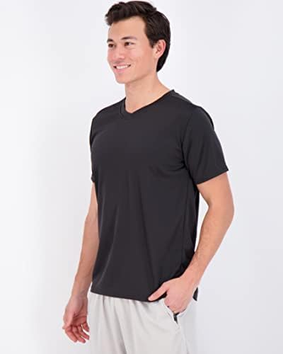 5 pacote: malha de malha de malha em V Wicking ativo atlético Performance Camiseta de manga curta
