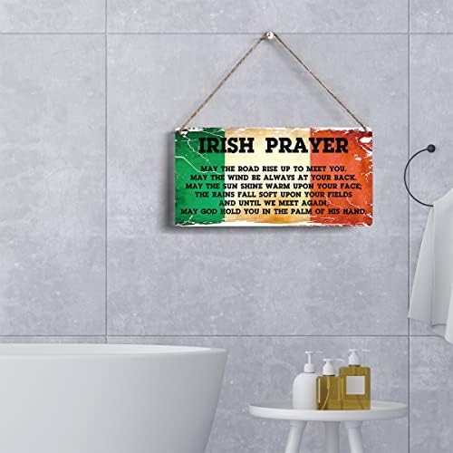 Citação de oração irlandesa pode a estrada se levantar para encontrar seu sinal de madeira 6 x 12 Irlanda Flag Wooden Plening Plening for Home Wall Art Decoration Presente