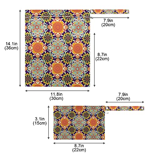 Xigua Talavera Bohemian Saco molhado Saco seco 2 Pacote à prova d'água Saco de fraldas de pano pendurado com dois zíper para