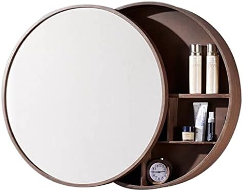 Fifor Banheiro espelho armário, armário de remédios para montagem de parede com espelho, pendurado redondo na parede armário de armazenamento