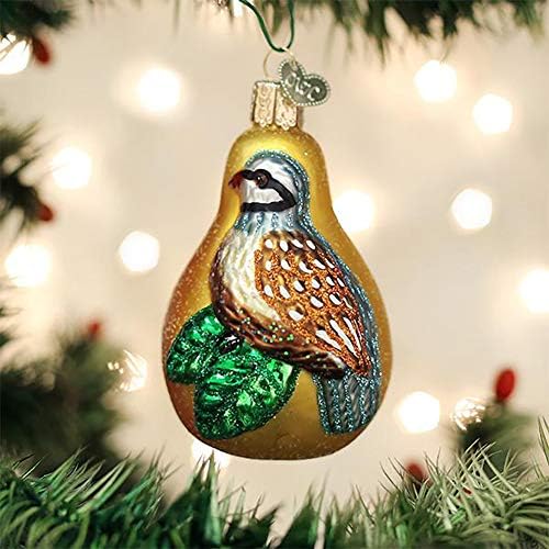 Ornamentos de Natal do Velho Mundo Palavidge em um ornamento soprado de vidro de pêra para a árvore de Natal