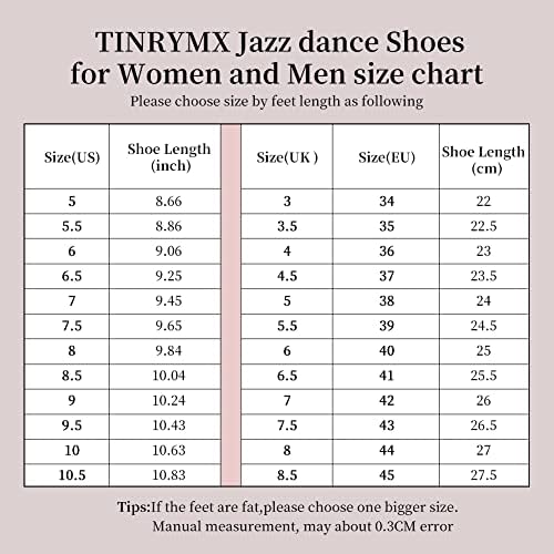 Tinrymx Jazz Sapatos Pu Couro de Couro Elastic Slip On Split Sole Jazz Shoe para Mulheres e Men Sapatos de Dança,