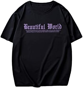 Cozyease masculino de letra de grande porte masculina tee casual de manga curta no pescoço de verão camisa de verão