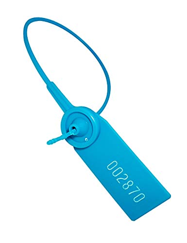 Sedação de segurança numerada plástica puxe tag de segurança apertada tag de adaperação à prova de vinculação de vincos de disputa de auto-bloqueio de 11 ”de comprimento, 100pcs, azul