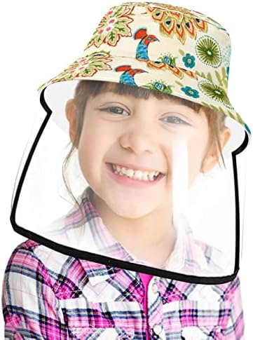 Chapéu de proteção para adultos com escudo facial, chapéu de pescador anti -sun tap, aquarela milho papoula vermelha