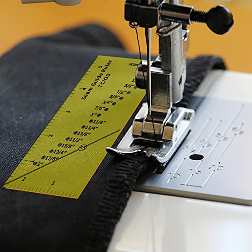 Revestimento de costura Revelan e 2 guia de costura magnética para máquina de costura, baias de linha reta de 1/8 ”a 2” de linhas retas régua de costura da régua de acrílica amarela Régua de guia para costura em colchas, vestuário e tampas