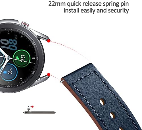 Banda Almnvo 22mm para Samsung Galaxy Watch Band 46mm, Galaxy Watch 3 45mm, Gear S3, pulseira de substituição de couro genuína para homens mulheres, cinta ajustável em couro para Amazfit GTR 47mm