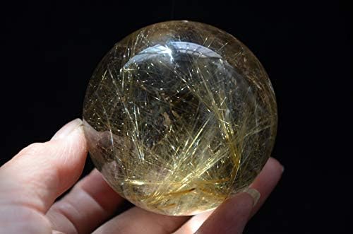 Real tibetano Himalaia Alta Altitude Gold Rutilado Rutilado Quartz Bola Esfera Orb 2.51 polegadas Reiki Cura de Reiki