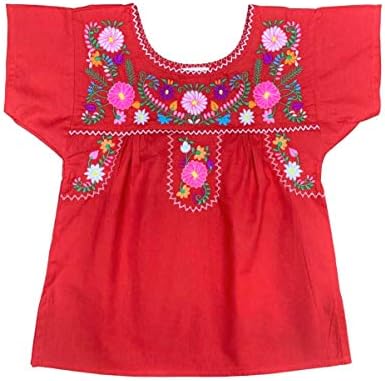 UNIK Tradicional Puebla Mexican Youth Girl Blouse Blouse Tamanho 4-14