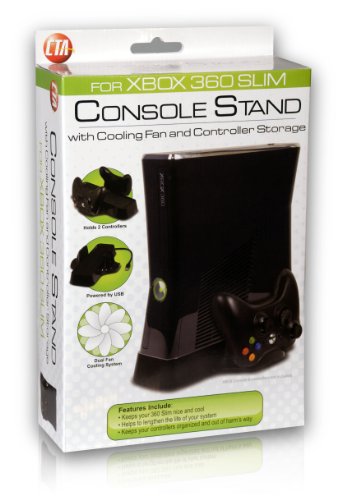 Stand do console de fãs de resfriamento com armazenamento do controlador para Xbox 360 Slim & Xbox 360 E