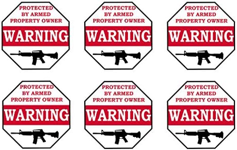 Nenhum adesivo de segurança de aviso de invasão protegido pela propriedade armada 6 Proprietário de pacote Signo