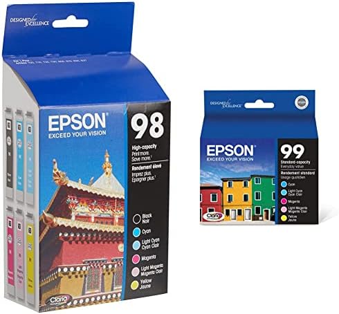 Epson 98 Black & Color C/M/Y/LC/LM --ink -ink -Cartridges, T098120 -BCS & T099 CLARIA HI -Definition Tination Standard