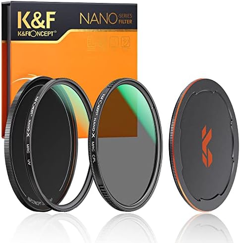 K&F Concept 77mm Circular Polarizers Filtro e MC Kit de filtro de proteção UV com tampa de lente Up & Down, 28 revestimentos